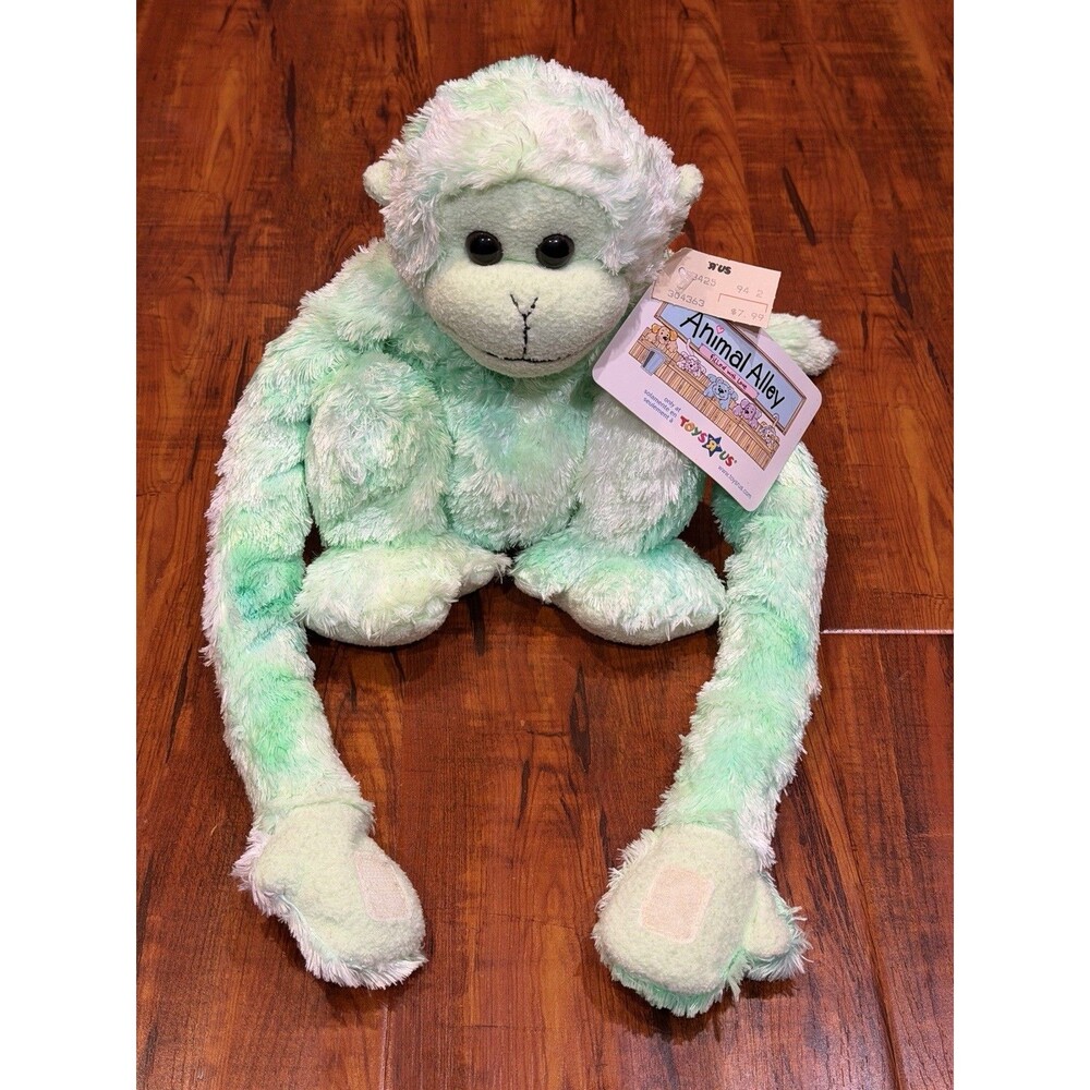 Vintage Toys R Us Animal Alley Green Hanging Monkey Stuffed Toy Plush - NOS NWT